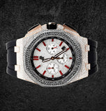 Black Rubber Strap Moissanite Diamond Daily Wear Men's Watch