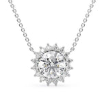 Round Cut Moissanite Diamond Halo Pendant