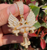 Iced Out Winged Cross Moissanite Pendant