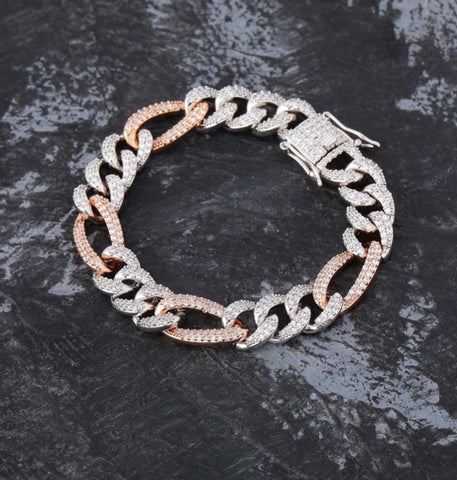 Figaro Link Iced Out Moissanite Hip Hop Bracelet