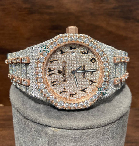 Iced Out Dual Tone Moissanite Men's Watch