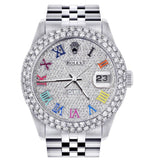 Datejust Iced Out Moissanite Rainbow Arabic Numeral Watch