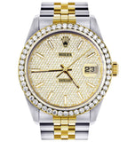 Iced Out Dual Tone Moissanite Diamond Jubilee Band Watch