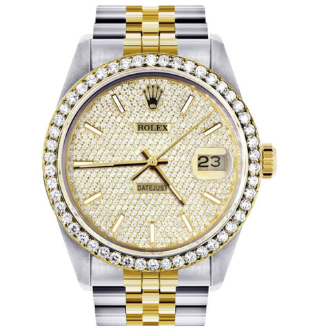 Iced Out Dual Tone Moissanite Diamond Jubilee Band Watch