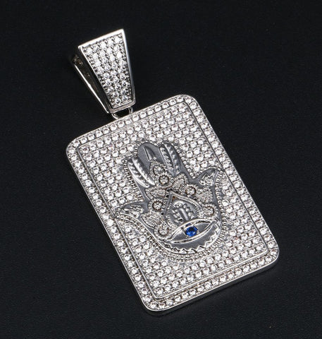 Iced Out Hamsa Hand Moissanite Hip Hop Pendant