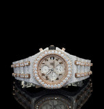 Iced Out Dual Tone Moissanite Diamond Chrono Dial Watch