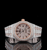 Dual Tone Moissanite Iced Out Hip Hop Wrist Watch Gift For Him