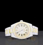 Dual Tone Iced Out Moissanite Datejust Luxury Wrist Watch