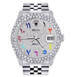 Iced Out Moissanite Rainbow Arabic Numeral Watch