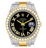 Black Color Dial Dual Tone Moissanite Iced Out Elegant Watch