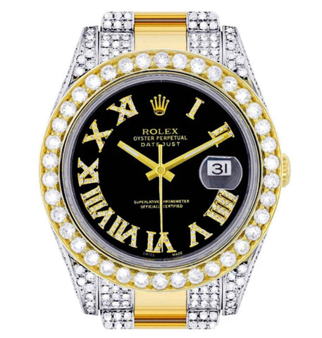 Black Color Dial Dual Tone Moissanite Iced Out Elegant Watch