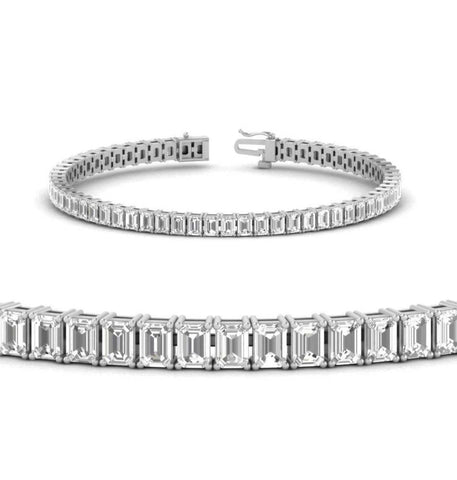 Emerald Cut Moissanite Diamond Tennis Bracelet