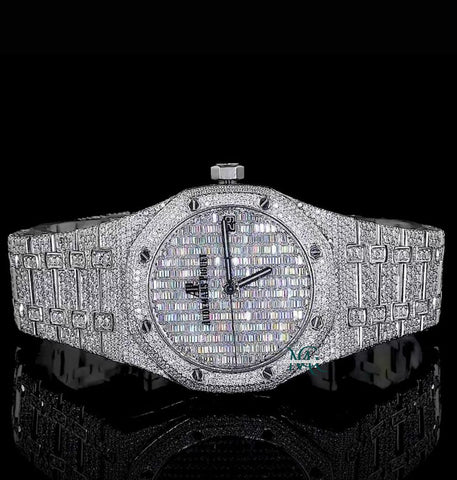 Baguette Cut Iced Out Moissanite Diamond Wrist Watch