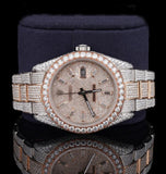 Datejust Iced Out Moissanite Diamond Dual Tone Watch For Men's