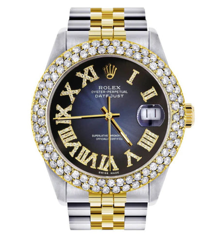 Dual Tone Moissanite Diamond Classic Wrist Watch For Men's