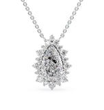 Pear Cut Moissanite Sunflower Halo Pendant For Her