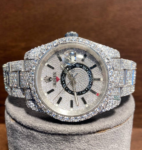 Iced Out Date Display Moissanite Watch For Men's