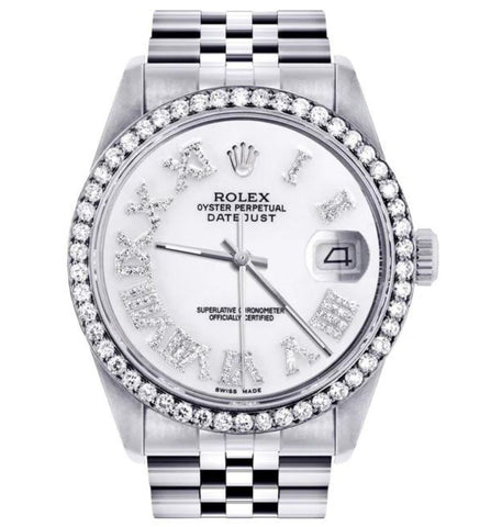 Moissanite White Dial Wrist Datejust Watch For Men's