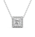 Princess Cut Moissanite Halo Pendant