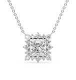 Moissanite Princess Cut Halo Pendant Gift For Her