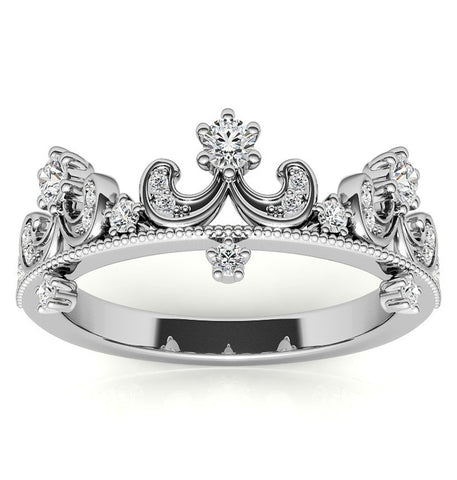 Round Brilliant Cut Moissanite Crown Style Wedding Ring