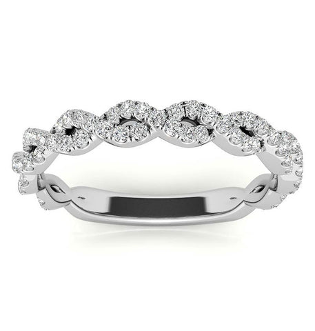 Round Cut Moissanite Twisted Eternity Ring