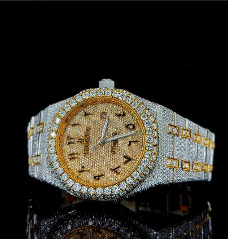 Arabic Stylish Iced Out Moissanite Wrist Watch For Men's