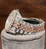Dual Tone Moissanite Iced Out Datejust Elegant Wrist Watch