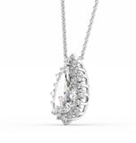 Pear Cut Moissanite Sunflower Halo Pendant For Her