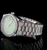 Day Date Green Dial Moissanite Diamond Wrist Watch