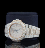 Iced Out Moissanite Diamond Luxury Dual Tone Watch