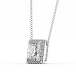 Princess Cut Moissanite Halo Pendant