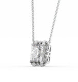 Princess Cut Moissanite Unique Halo Pendant