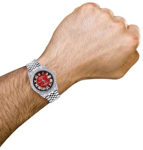 Moissanite Diamond Red Dial Luxury Watch