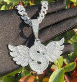 Moissanite Dollar Sign Hip Hop Pendants with Wings
