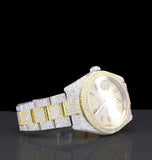 Dual Tone Iced Out Moissanite Datejust Luxury Wrist Watch