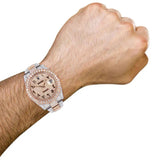 Arabic Numeral Dual Tone Iced Out Moissanite Watch