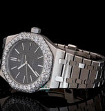 Black Dial Moissanite Diamond Party Wear Luxury Watch