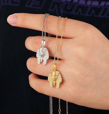 Iced Out Moissanite Egyptian Pharaoh Head Pendant