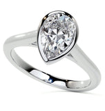 Pear Cut Moissanite Bezel Set Solitaire Wedding Ring