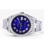 Moissanite Diamond Iced Out Blue Dial Wrist Watch