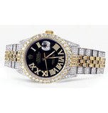 Black Dial Dual Tone Moissanite Iced Out Watch