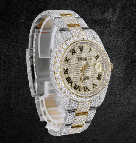 Dual Tone Moissanite Diamond Iced Out Watch