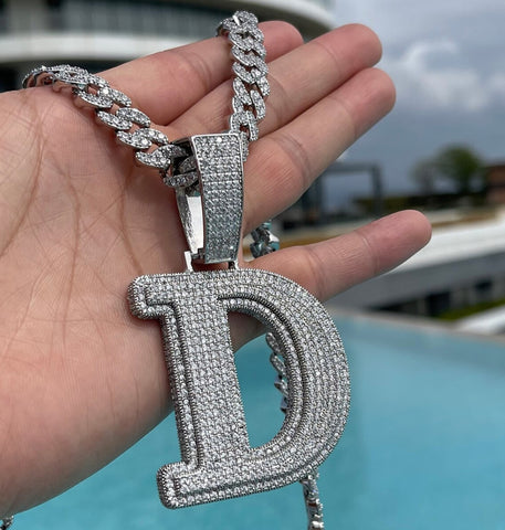 Iced Out Moissanite Alphabet Letter Hip Hop Pendant