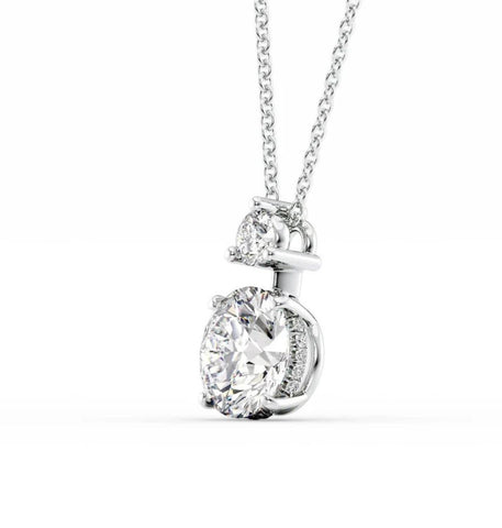 Moissanite Round Cut Hidden Halo Pendant For Her