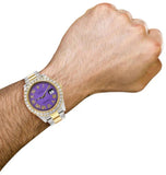 Iced Out Moissanite Purple Dial Stylish Wrist Watch