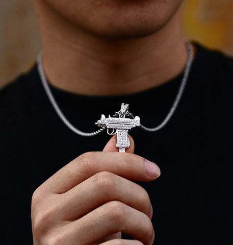 VVS1 Moissanite Iced Out Rapper Style Gun Design Hip Hop Pendant