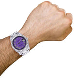 Moissanite Diamond Stylish Purple Dial Men's Watch