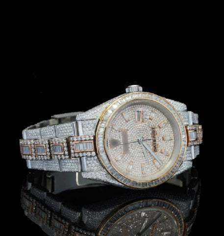 Iced Out Baguette Cut Moissanite Diamond Luxury Watch