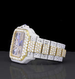 Skeleton Iced Out Moissanite Diamond Dual Tone Watch